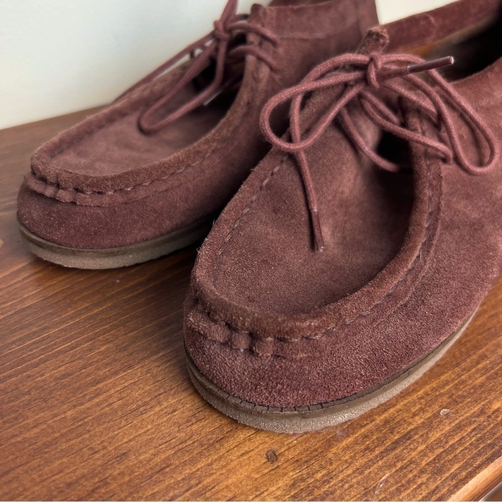 Lucky Brand Acaciah Flat Leather Suede Laced Boat Shoe in Rich Chestnut Fall - Picture 4 of 11